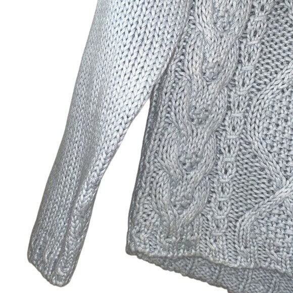 Carolyn Taylor Essentials Baby Blue Cable Knit Sweater M/L 100% Cotton Hand Knit - Picture 6 of 8